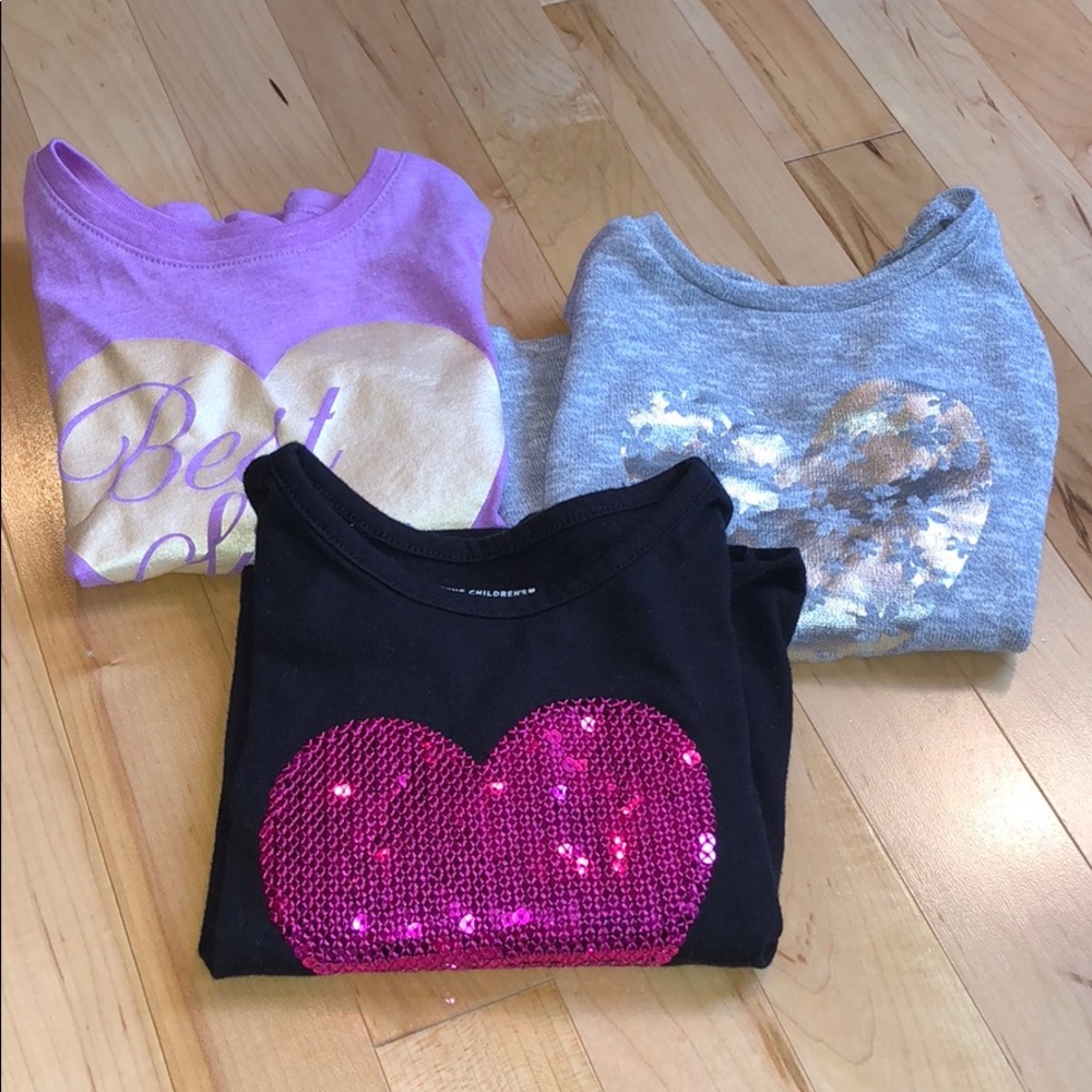 Bundle of THREE heart long sleeve 3T tops